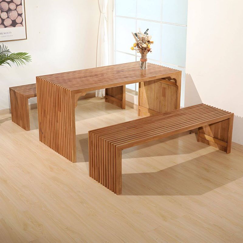 "Pine Wood Patio Dining Set Traditional Style, Natural Color, Weatherproof - Bench(es)"