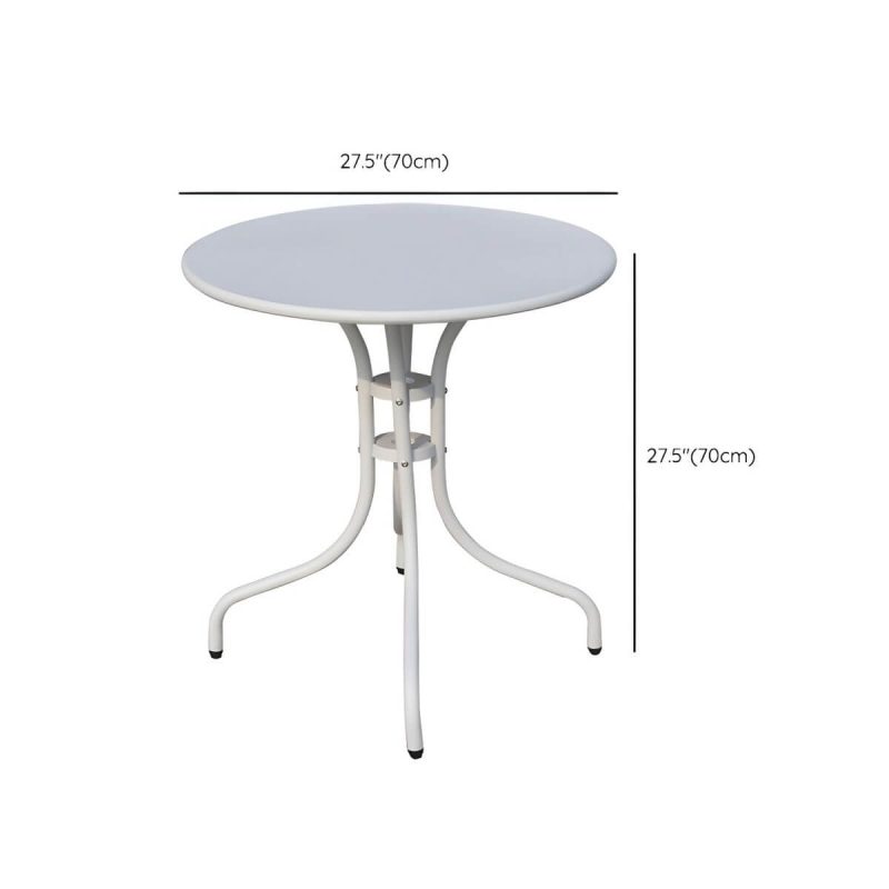 "Dimension of Modern Geometric Waterproof Courtyard Table Metal Base Outdoor Table - Table Only Round White 27.6"L x 27.6"W x 27.6"H"