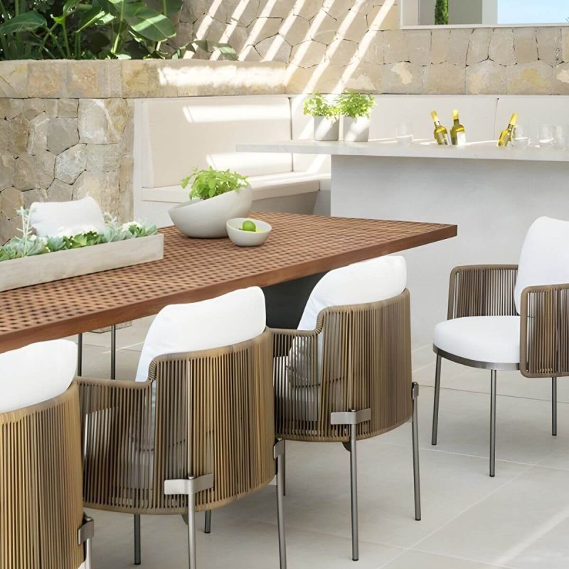 "Metallic Matte Finish Patio Chair Assembled Mid-century Modern with Arms - 8 Piece Set Aluminium Alloy"