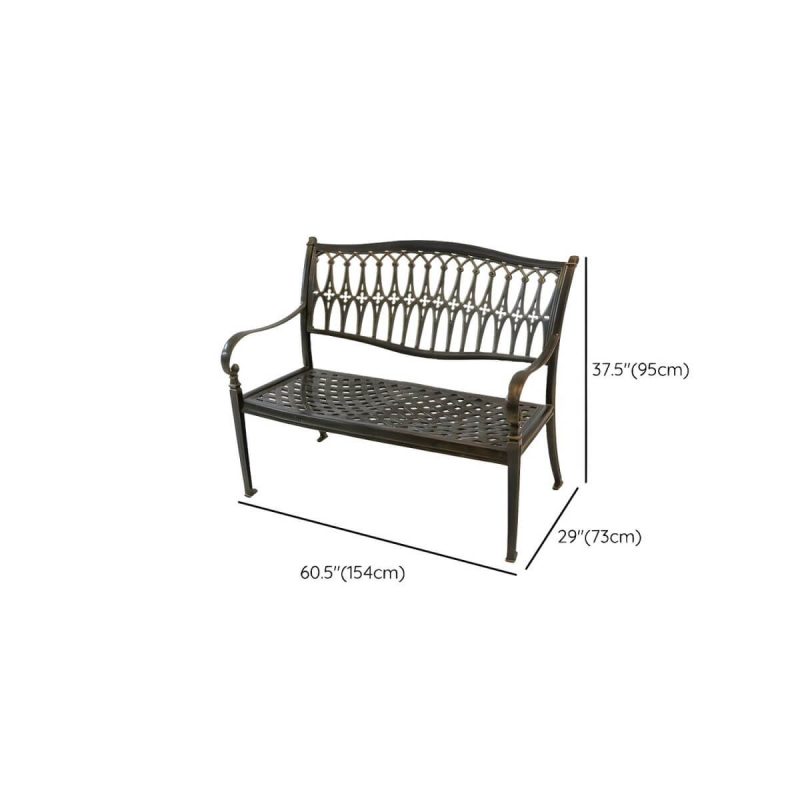 "Dimension of Modern Metal Garden Bench with Legs Water Resistant for Outdoor - 61"L x 29"W x 37"H"