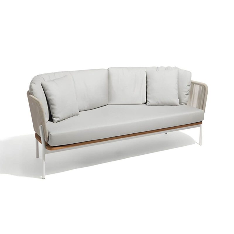 "Contemporary Tropical with Cushions Patio Sofa Water Resistant Outdoor Patio Sofa - White 55.1"L x 29.5"W x 25.6"H"