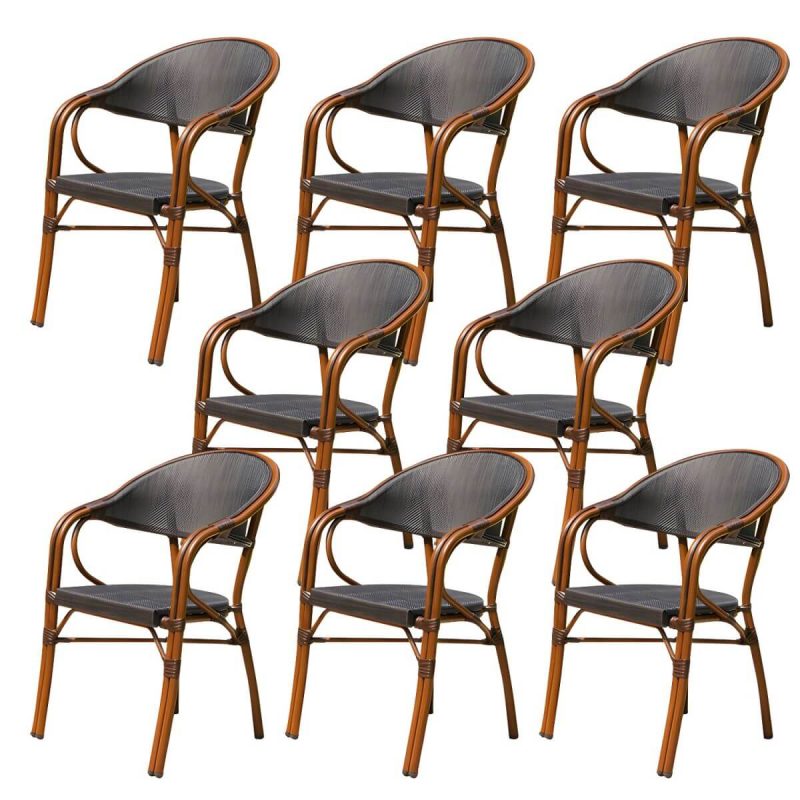 "Modern Style Steel Frame UV and Water Protective Outdoor Dining Chair - 22"L x 24"W x 33"H 8 Piece Set"