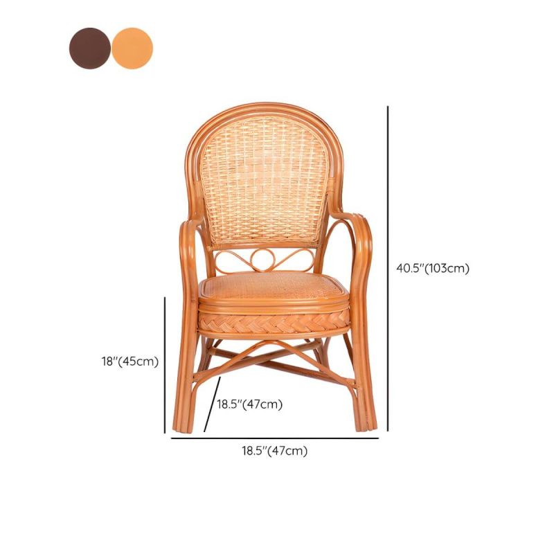 "Dimension of Traditional 40.55" Height Solid Color Rattan Outdoor Dining Armchair - Burgundy 1 Piece"