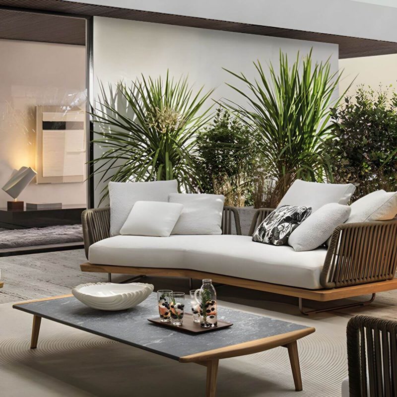 "Scandinavian Patio Sofa Wood Fade Resistant Outdoor Patio Sofa - Sofa Ash 60"L x 64"W x 33"H"