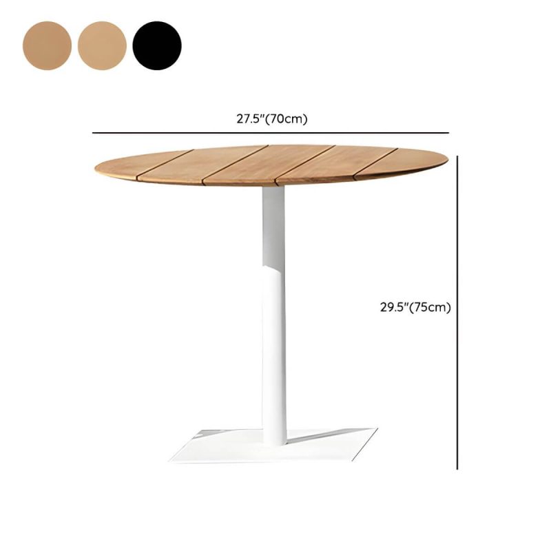 "Dimension of Contemporary Metal Frame Patio Table Water Resistant Dining Table - Table Only 27.6"L x 27.6"W x 29.5"H Natural Finish Round"
