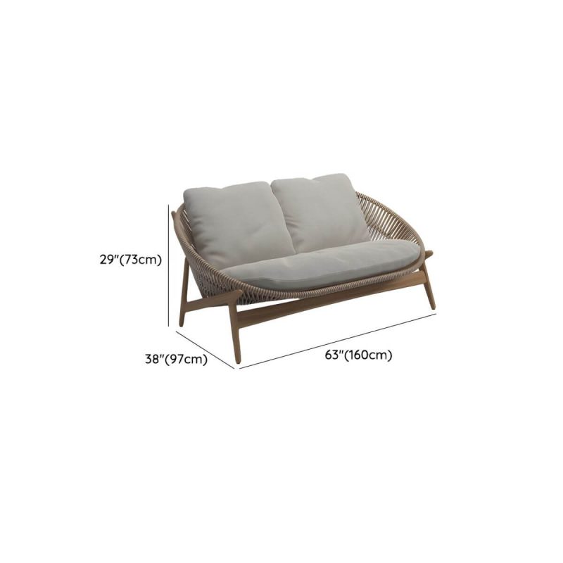 "Dimension of Brown Wood Frame Waterproof Upholstered Sofa with Cushions and Pillows - Loveseat"
