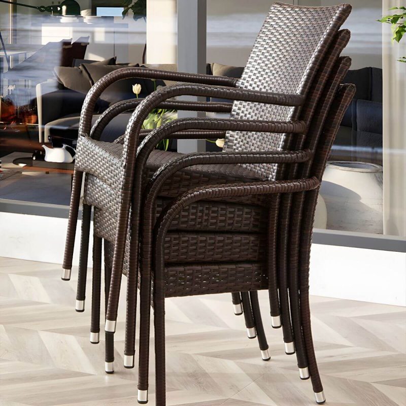 "Modern Style Dining Set Glass Top 5/7 Pieces Water Resistant Dining Set - Table & Chair(s) 6 Rectangular Clear"