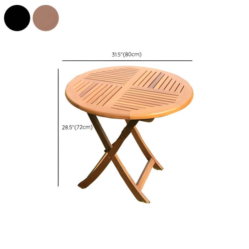 "Dimension of Brown Patio Table Solid Wood Contemporary Style in Round Shape - 31.5"L x 31.5"W x 28.3"H Table Only"