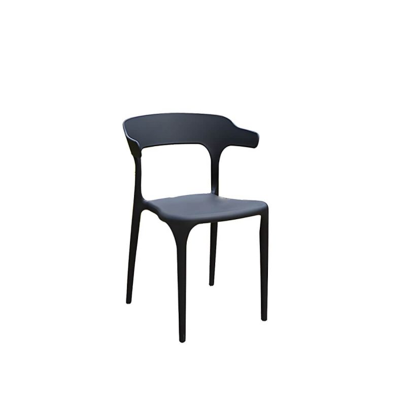 "Plastic Antique Finish Patio Chair Stacking Modern Style without Cushions - 4 Piece Set"