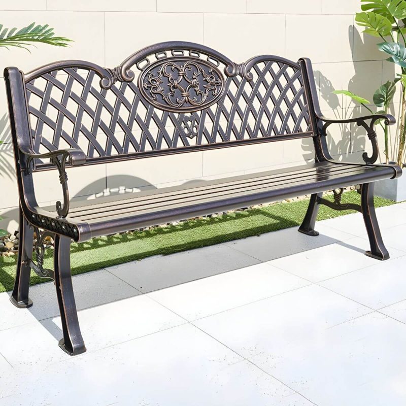 "Contemporary Accent Bench with Legs Water Resistant for Outdoor - Copper 59"L x 24"W x 34"H"