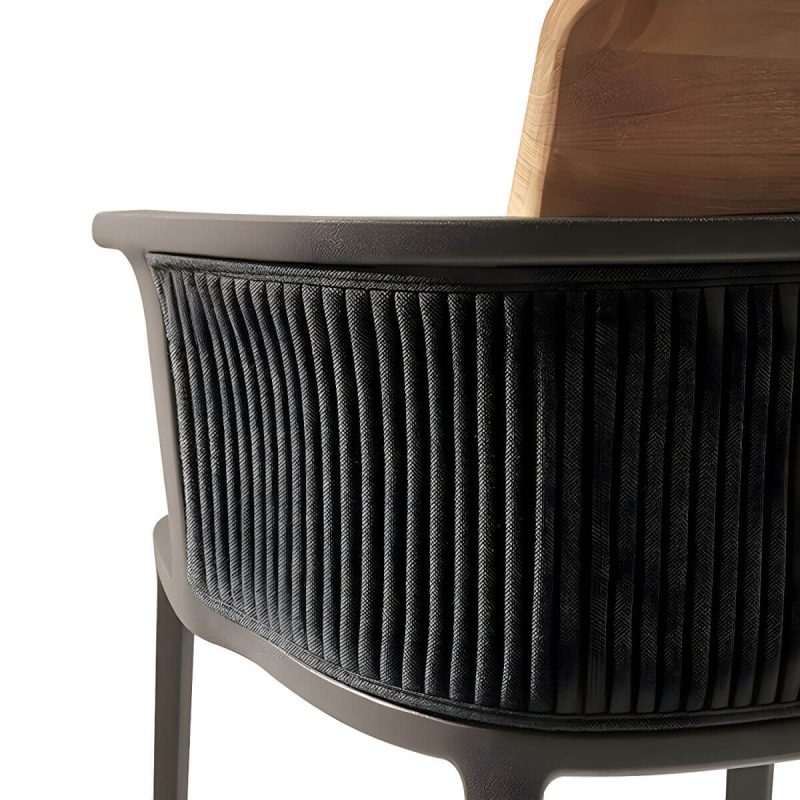"Metal Coastal With Arm Solid Wood Black Outdoor Bistro Chairs - 2 Piece Set 57 x 50 x 77 cm Stainless Steel"