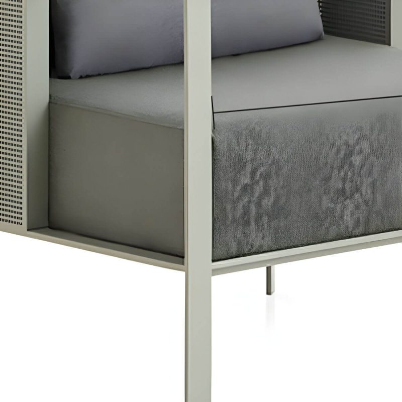 "Stainless Steel Frame Outdoor Sofa Industrial Water Resistant Patio Sofa with Cushion - 1-Seater Sofa"
