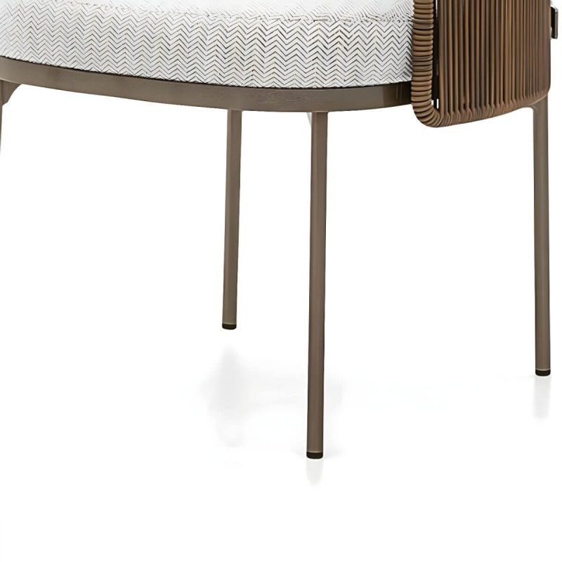 "Patio Dining Chair Tropical Aluminum With Arm Upholstered Faux Rattan - 4 Piece Set 23.5"L x 23"W x 30"H"
