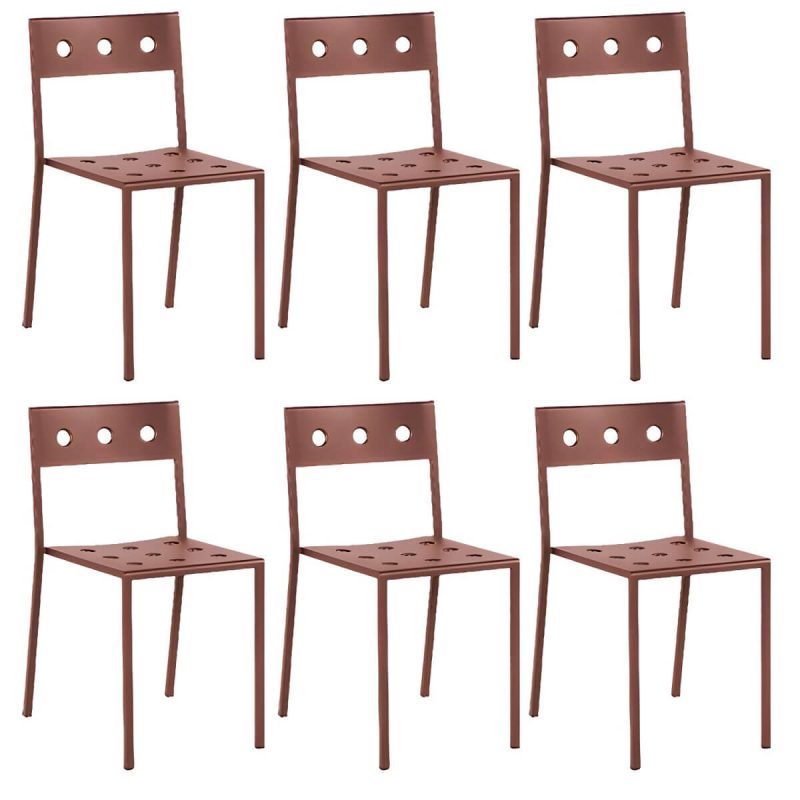 "Industrial Metal Dining Side Chair Open Back Stacking Outdoor Chair - 6 Piece Set Armless"