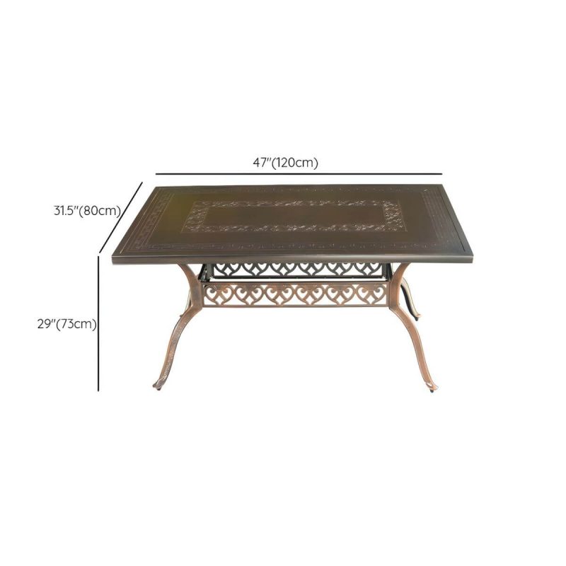 "Dimension of Modern Aluminum Patio Dining Table with Non-Foldable Rectangular Metal Top - Table Only 47"L x 31"W x 29"H"