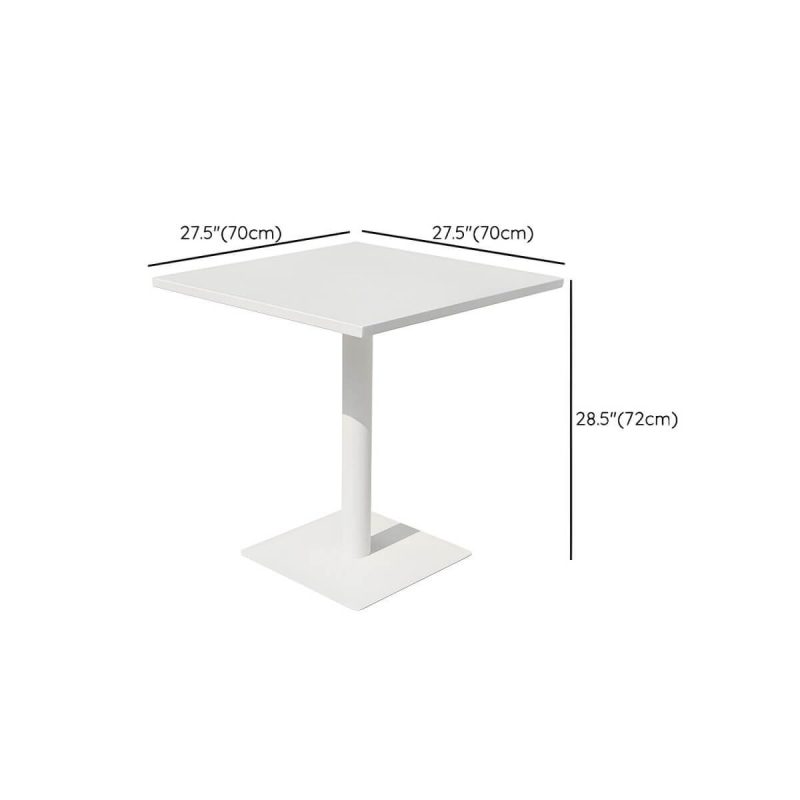 "Dimension of Contemporary Dining Table White Outdoor Table with Metal Base - Textured White 27.6"L x 27.6"W x 28.3"H Square Table Only"