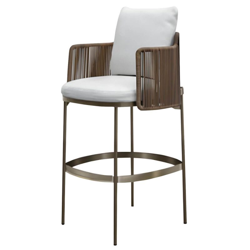 "Patio Dining Chair Tropical Aluminum With Arm Upholstered Faux Rattan - 1 Piece 22"L x 23"W x 35"H"