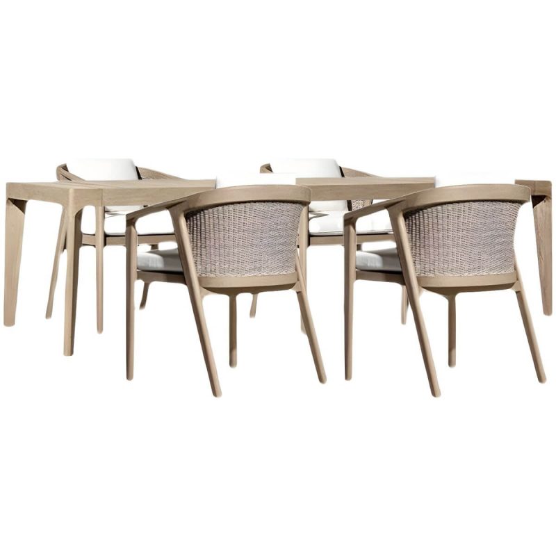 "1/2/5/7 Pieces Patio Dining Sets Solid Wood Boho Dining Table Set - Table & Chair(s) Natural Finish 70.9"L x 39.4"W x 29.5"H 4"