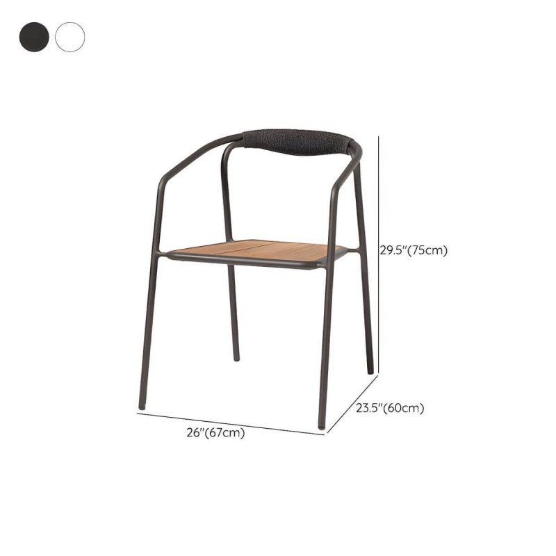 "Dimension of Farmhouse Aluminum With Arm Open Back Stacking Patio Dining Chair - 1 Piece Matte Black Ash"