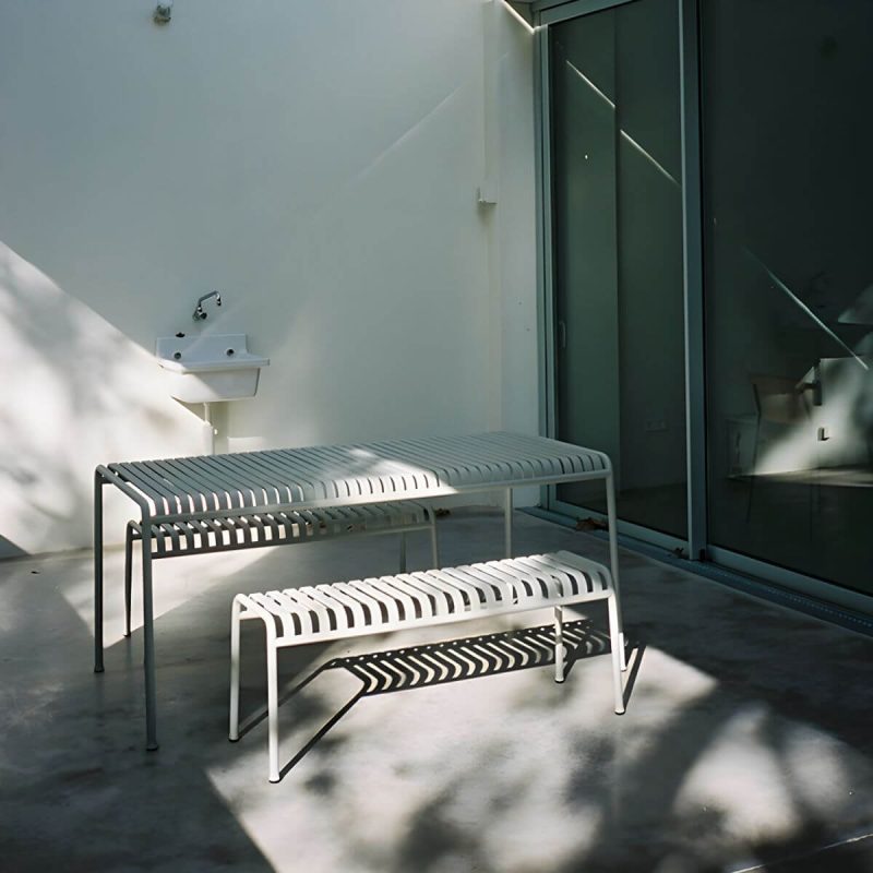 "Grey Metal Patio Table Contemporary Style Water Resistant for Outdoors - Table Only 23.6"L x 23.6"W x 29.5"H Square"