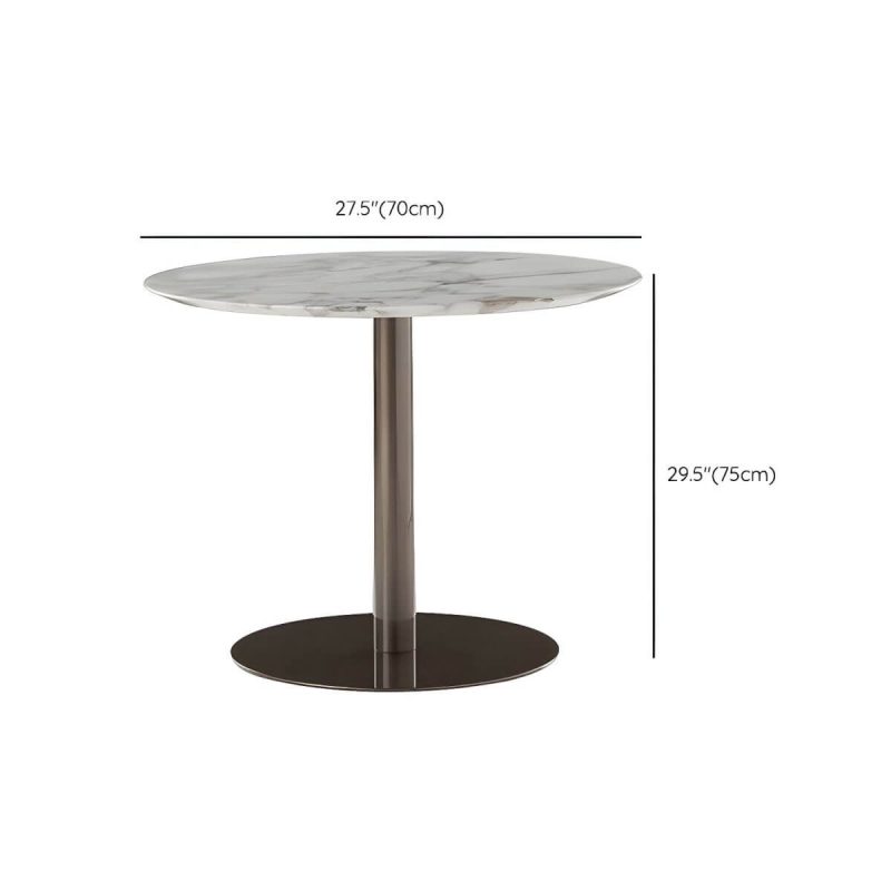 "Dimension of Modern Geometric Waterproof Courtyard Table Metal Base Outdoor Table - Table Only Round Marble 27.6"L x 27.6"W x 29.5"H"