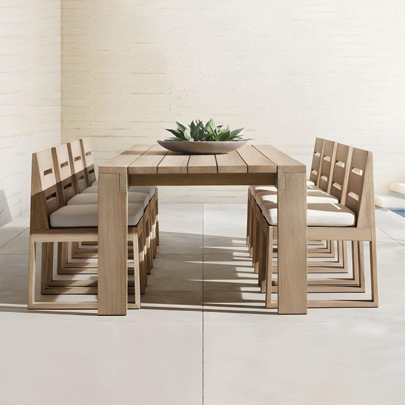 "Boho Style 1/9 Pcs Patio Dining Table Set Wood Dining Table Set - Brown 70.9"L x 35.5"W x 29.1"H Table & Chair(s) 8"