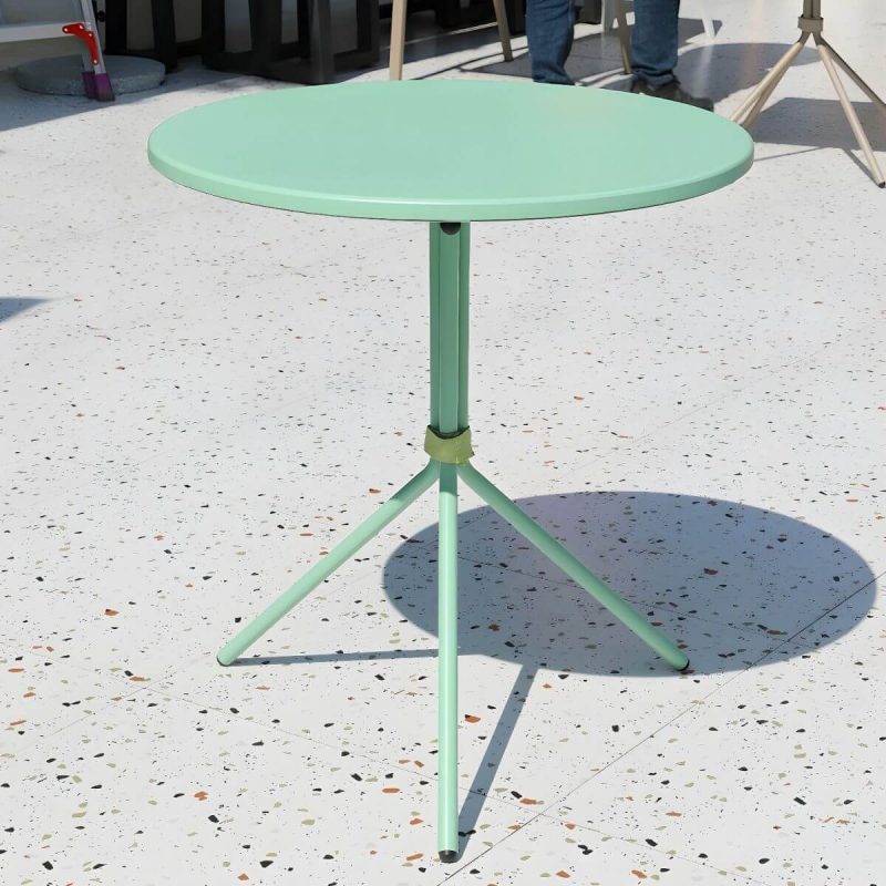 "Metal Patio Table Contemporary Style with Legs in Round/Square Shape - Table Only Green Round"