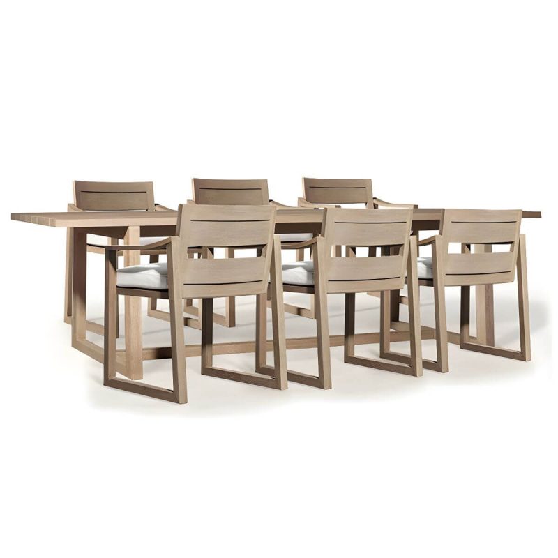 "Modern Style Dining Set 1/5/7 Pcs Wood Frame Patio Dining Table and Chairs - Table & Chair(s) 94.5"L x 39.4"W x 29.5"H 6 Light Brown"