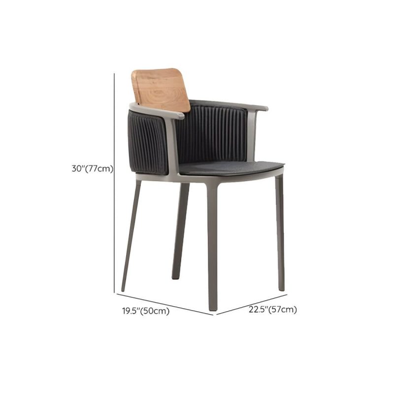 "Dimension of Metal Coastal With Arm Solid Wood Black Outdoor Bistro Chairs - 1 Piece 57 x 50 x 77 cm Aluminium Alloy"