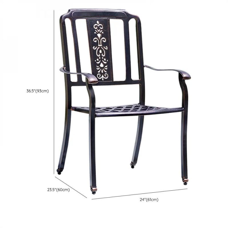 "Dimension of Gunmetal Iron Patio Arm Chair, Stackable, Minimalist Style, 1 Chair, 24"L x 24"W x 37"H"