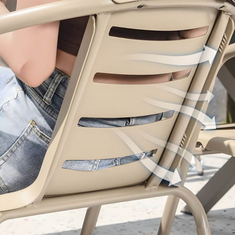 "Modern Rust Resistant Brown Metal Stackable Arm Chair for Outdoor Dining - 4 Piece Set"