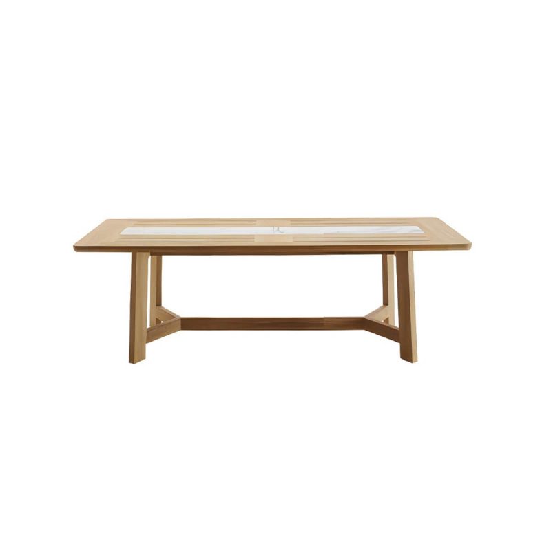 "Teak Wood Water Resistant Dining Table Outdoor Solid Wood Patio Table in Brown - Table Only 70.9"L x 39.4"W x 29.5"H"