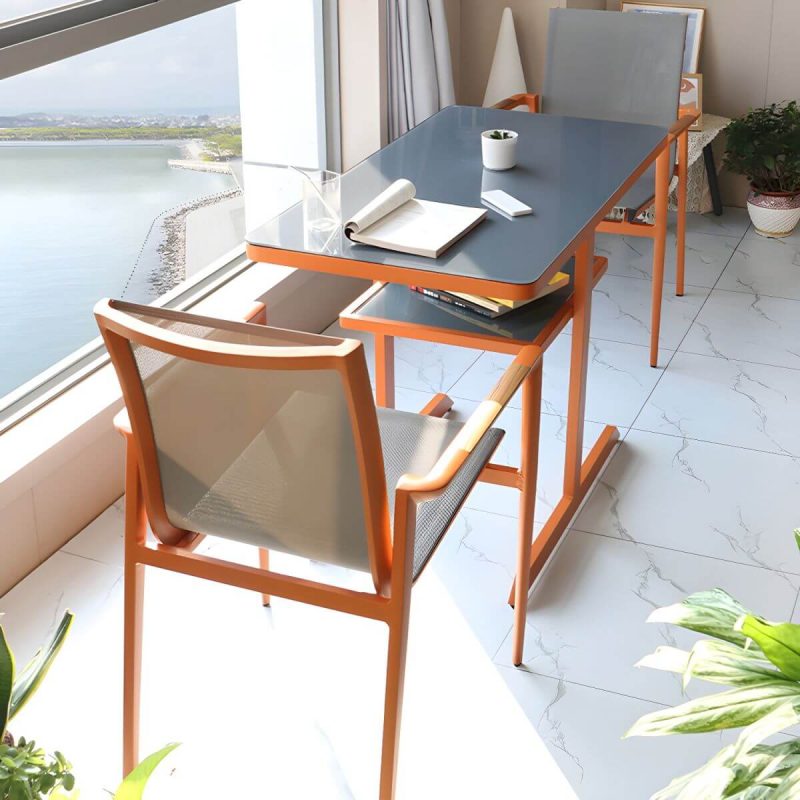 "Traditional Style Dining Room Chair and Table Set with Chairs - Table & Chair(s) 2 Orange"