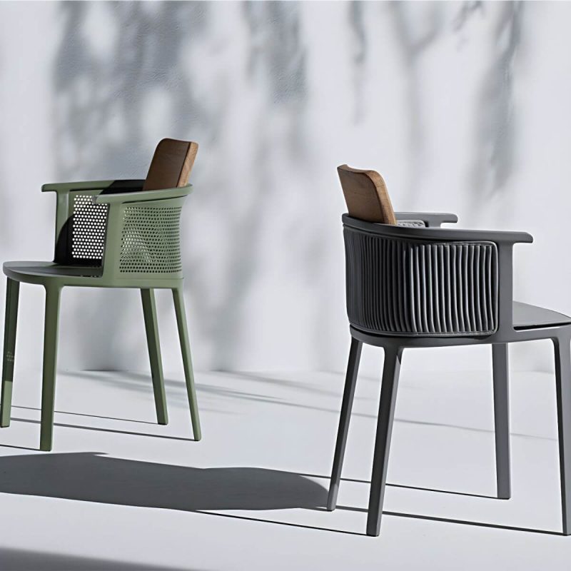 "Coastal Dining Armchair in Metal Frame with Solid Wood Back Single Chair - Green 2 Piece Set Stainless Steel"