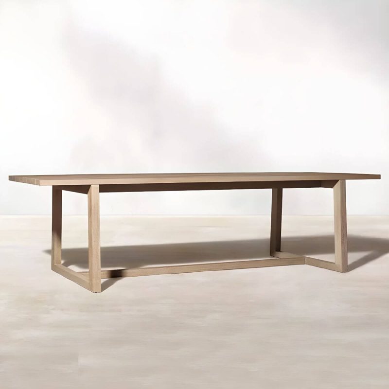 "Teak Wood Dining Table Mildew Resistant Solid Wood Patio Table - Table Only 118.1"L x 39.4"W x 29.5"H Distressed Wood"