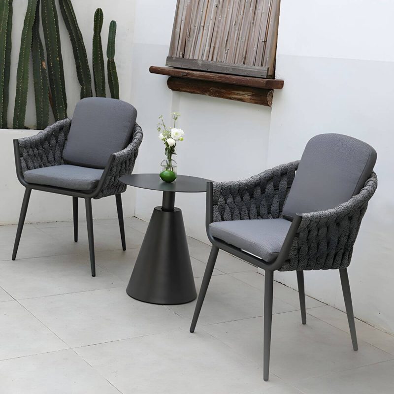 "Contemporary Outdoors Dining Chairs with Removable Water Repellent Finish Cushion - Coffee 6 Piece Set"