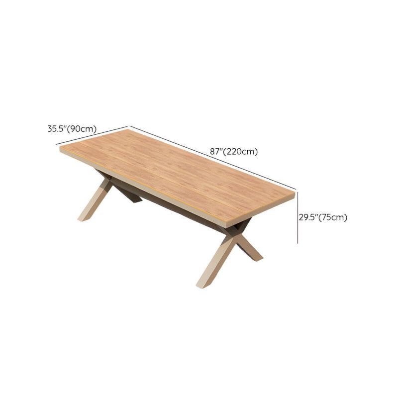"Dimension of Brown Patio Table Wooden Contemporary Style in Rectangular Shape - Table Only 86.6"L x 35.4"W x 29.5"H Brown"