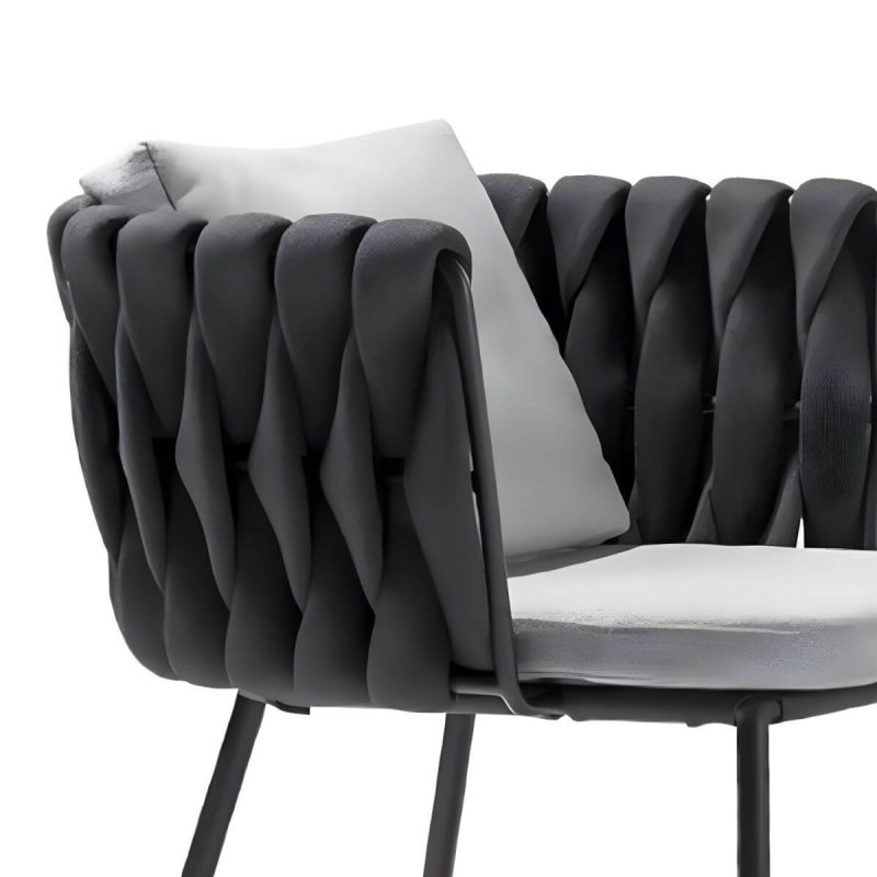 "Metal Matte Finish Patio Chair Assembled Tropical with Cushions - 23.2"L x 25.6"W x 28"H 6 Piece Set"