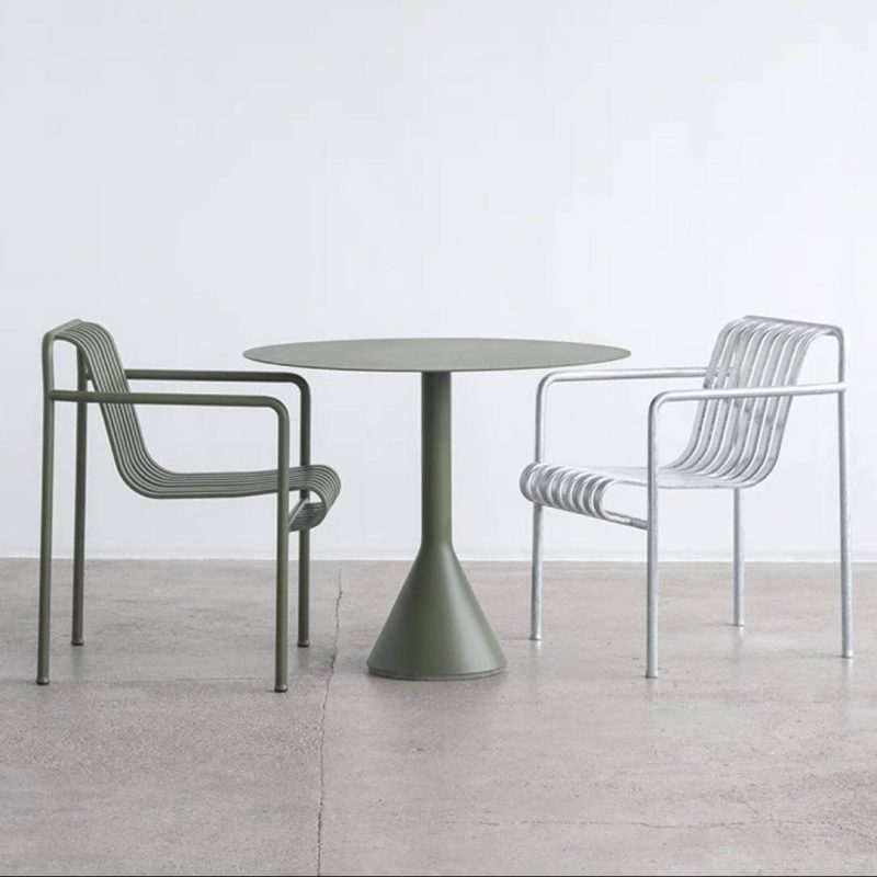 "Modern Green Bistro Table Set 3-Pieces Round Metal Bistro Set - Table & Chair(s) 35.4"L x 35.4"W x 29.1"H 2 White"