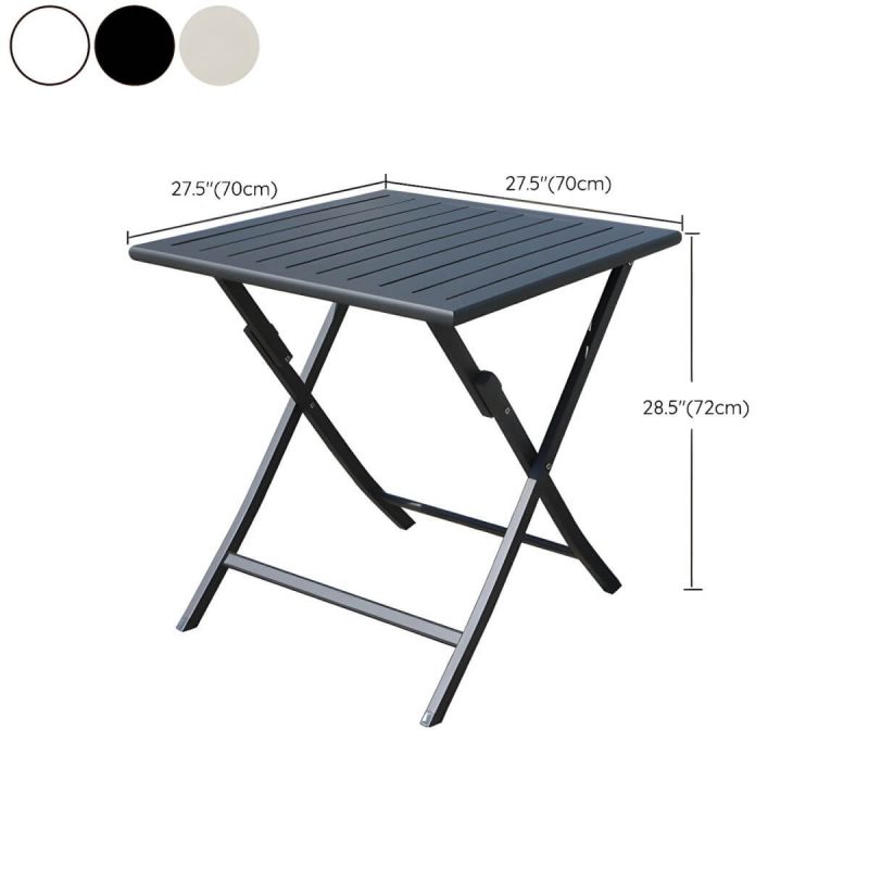 "Dimension of Metal Modern Folding Patio Dining Set with Strap Back Chairs - Table & Chair(s) 28"L x 28"W x 29"H 2 White"
