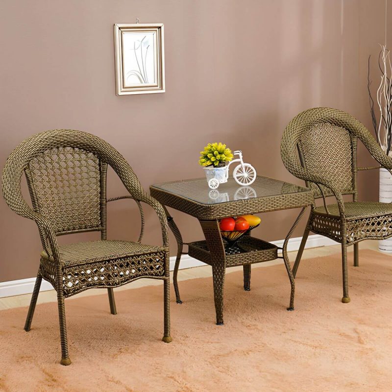 "Modern Metal Frame Stacking Dining Chair with Arm Water Resistant - Gold 6 Piece Set"