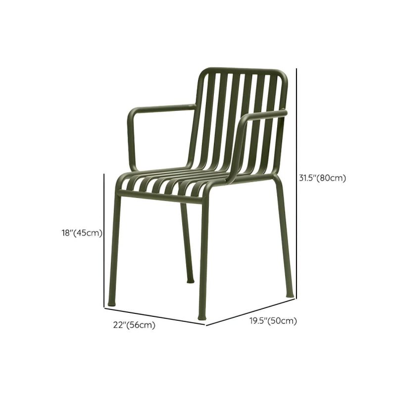 "Dimension of Industrial Metal Outdoor Bistro Chairs Open Back Dining Chairs in Green - 22"L x 20"W x 31"H 2 Piece Set"