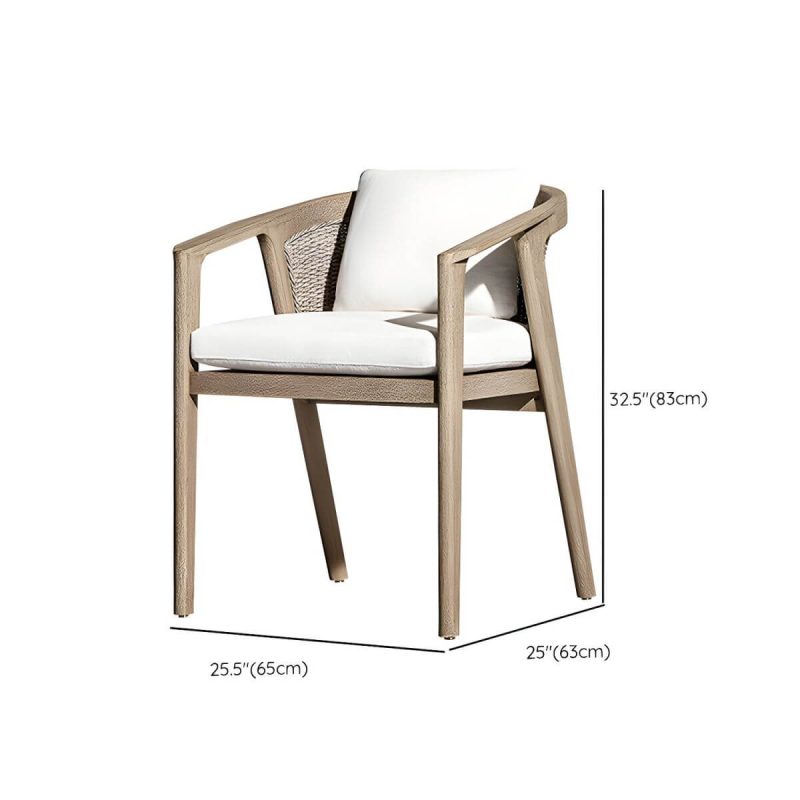 "Dimension of Elegant Teak Wood Weatherproof Patio Dining Set with Modern Design - Chair(s) 26"L x 25"W x 33"H"