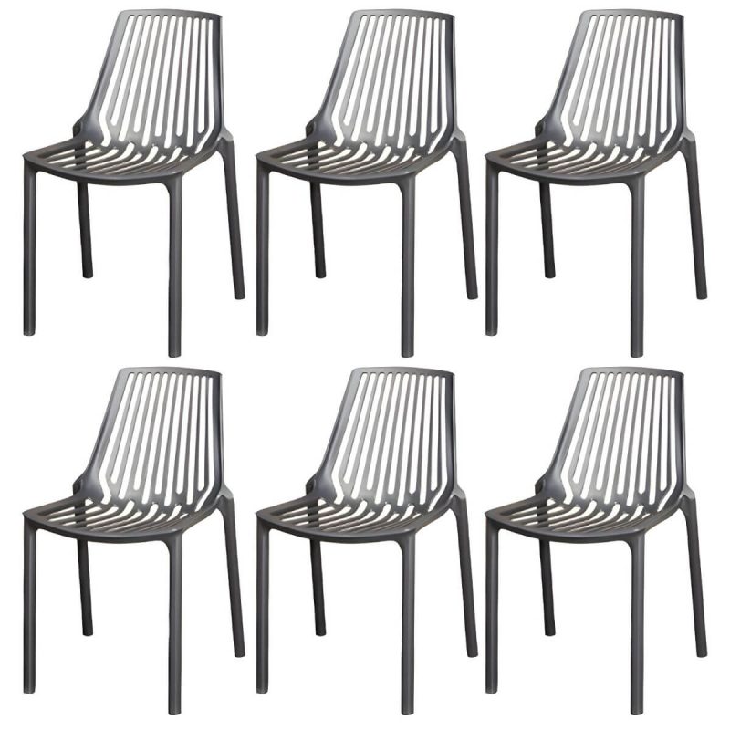 "Stacking Dining Armchair Contemporary Plastic Patio Arm Chair - 16"L x 19"W x 30"H 6 Piece Set"