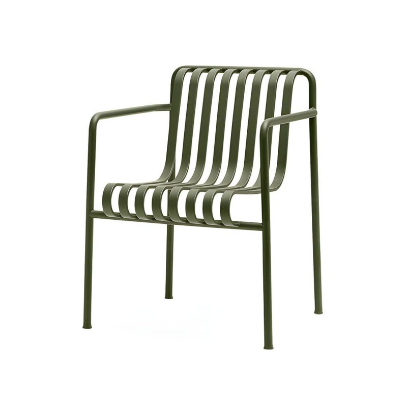 "Modern Metal Outdoor Bistro Chairs Open Back Dining Chairs in Green - 25"L x 26"W x 31"H 6 Piece Set"