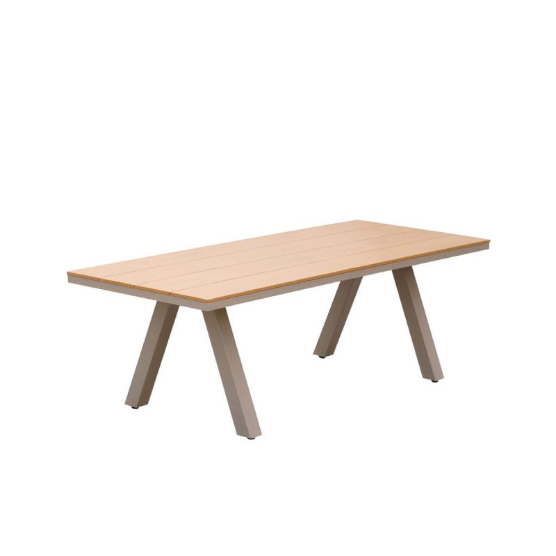 "Modern Artificial Wood Courtyard Table Rectangle Shape Outdoor Table - Table Only 87"L x 35"W x 29"H"