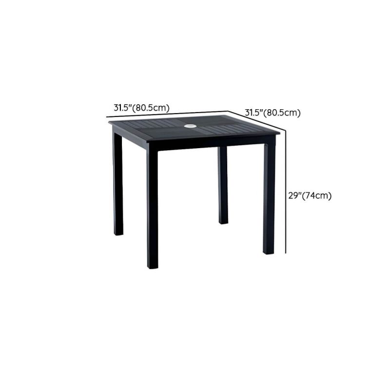 "Dimension of Contemporary Wood Dining Table Set with Black Chairs for Courtyard - Table & Chair(s) 32"L x 32"W x 29"H 2"