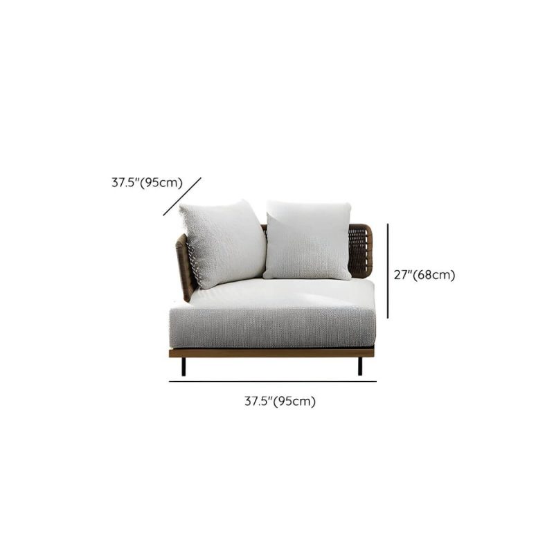 "Dimension of Modern Wicker/Rattan Sofa with Waterproof Gray Upholstery and Cushions - 37"L x 37"W x 27"H Corner Sofa"