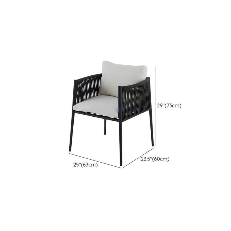 "Dimension of Modern Gray Metal Arm Chair with Wicker Back and Cushions for Your Patio - 25"L x 24"W x 29"H 2 Piece Set"