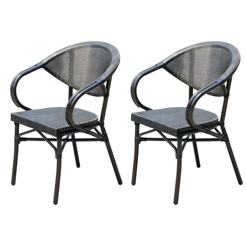 "Modern Style Steel Frame UV and Water Protective Outdoor Dining Chair - 24"L x 22"W x 32"H 2 Piece Set"